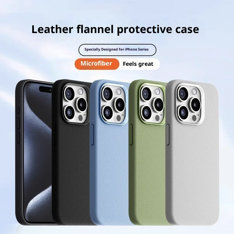 Leather Flannel Fabric Magnetic Phone Case