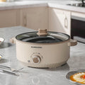 4L Electric Slow Cooker Multi Cooker Non-Stick Pot with Glass Lid Beige Kitchen