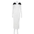 Black-and-white Contrast Sleeveless Sheath Dress