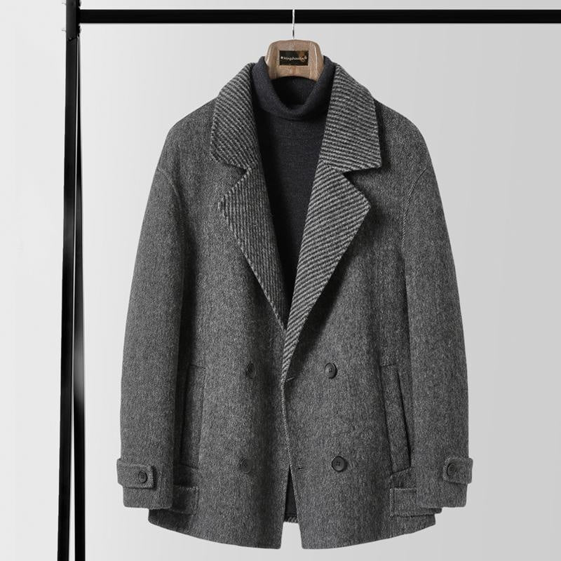 Men's Business-Style Double-Faced Wool Coat Korean-Style Wool Overcoat