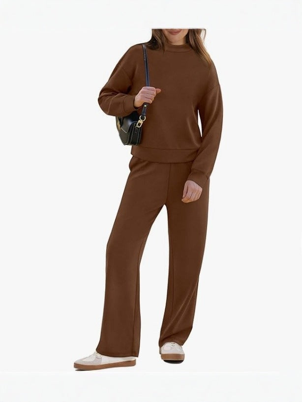 Women's Casual Suit Long-sleeved Wide-leg Pants Two-piece Set