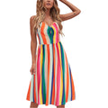 Summer New Sexy Print Suspender Backless Dress
