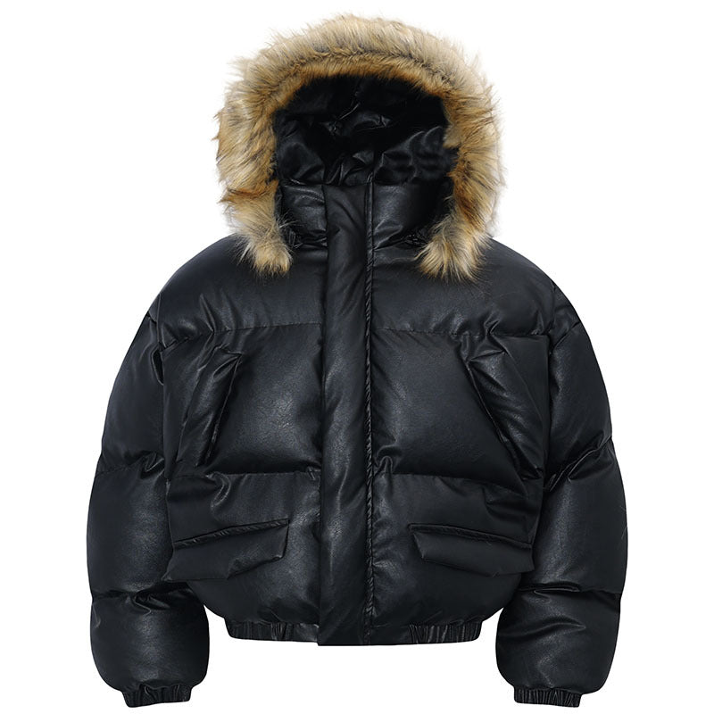 Retro-style Padded Cotton Coat With A Thick Fur Collarunisex