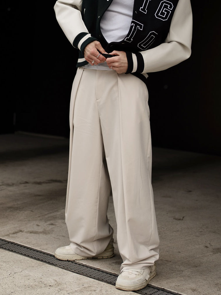 High-waisted Pleated Casual Pants