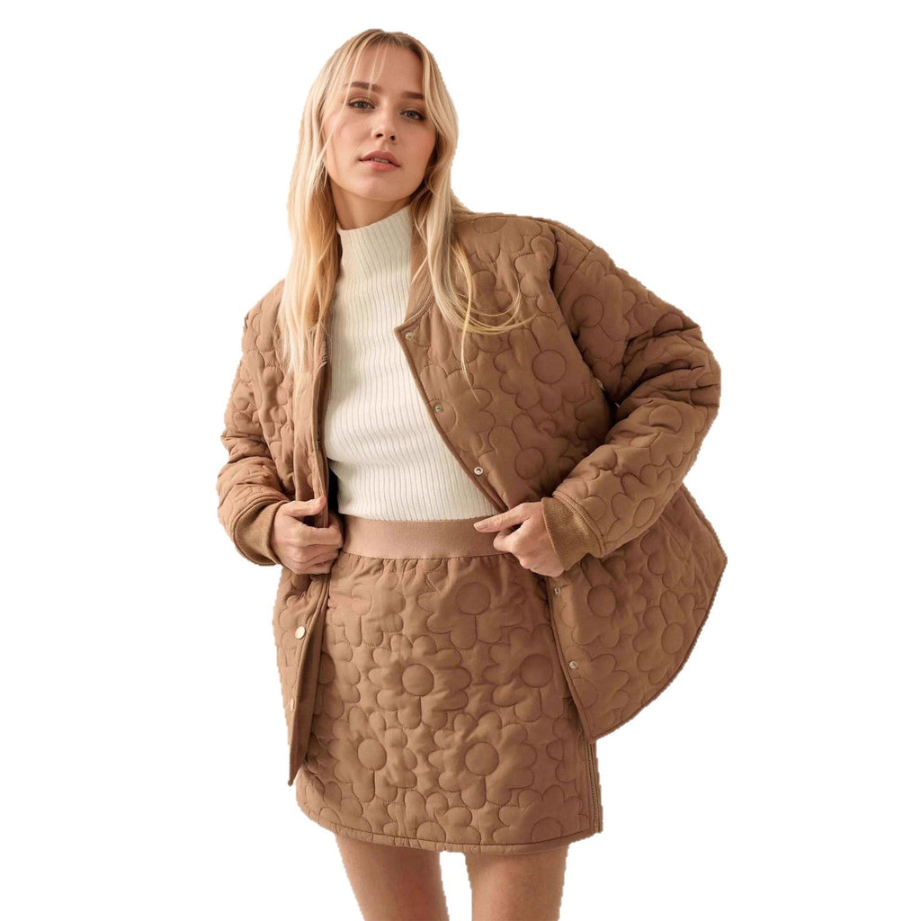 Fashion Flower Silk Line Cotton Jacket Temperament Wild Coat