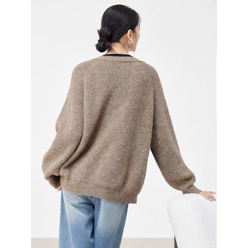 Winter New Horn Button Loose Sweater Coat