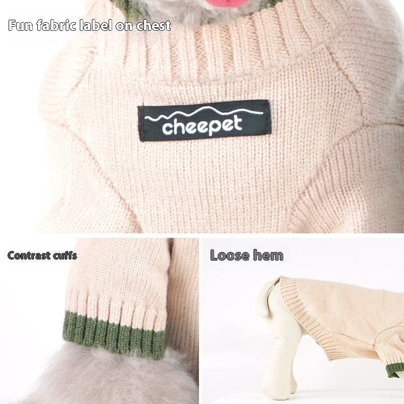 Contrast Color Two Legs Fall Winter Fashion Pet Sweater