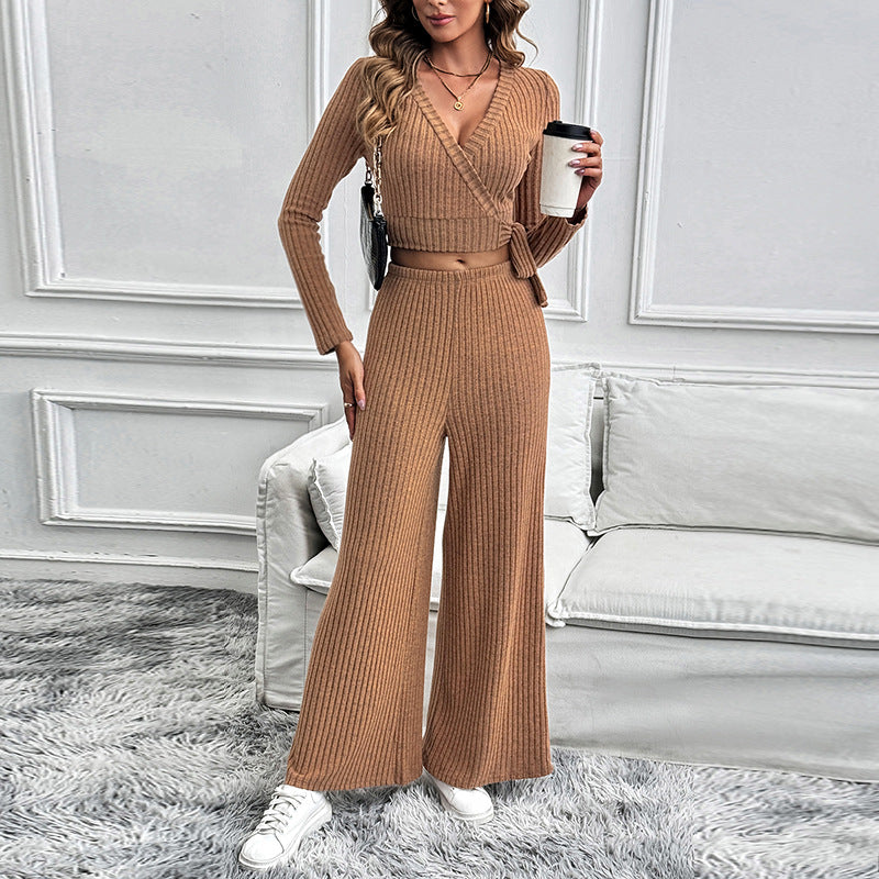 Solid Color Texture Basic All-matching Ladies Two-piece Set