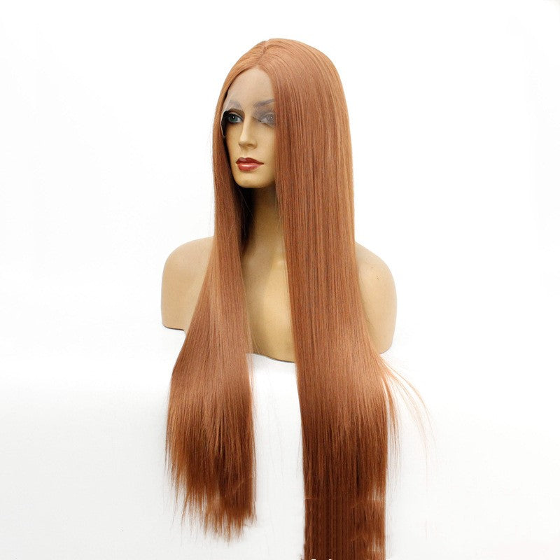 Brown silk synthetic front lace headgear