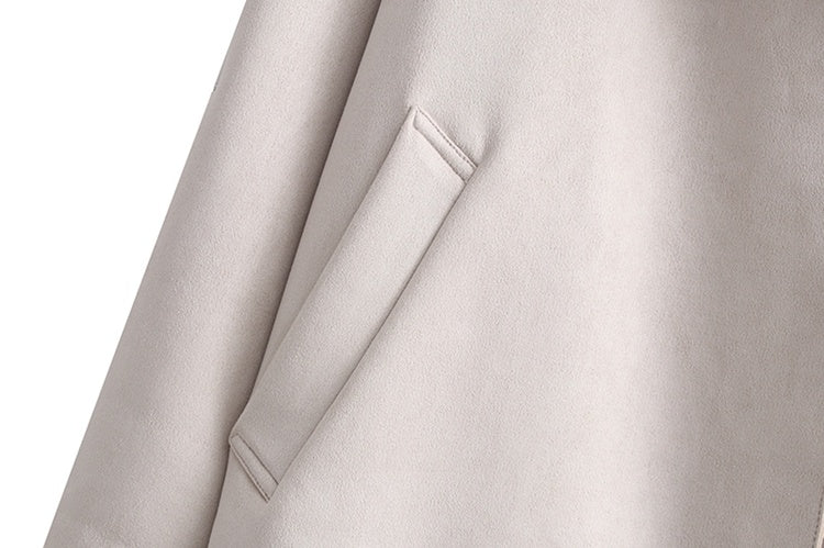 Women's Fashionable Suede Mid-length Trench Coat