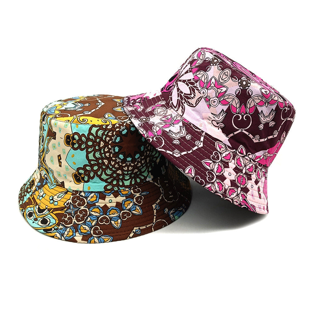 Geometric Bucket Hat Color Matching Printing Double-sided Wear Bucket Hat