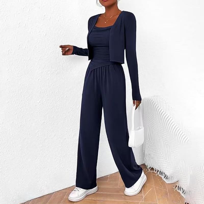 Sports Casual Lazy Design Comfortable Coat Suspender Trousers Three-piece Suit