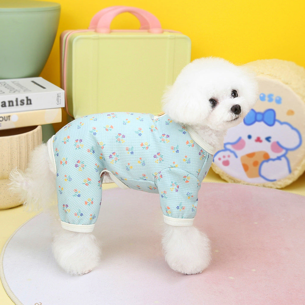 Pet Dog Waffle Floral Clothes