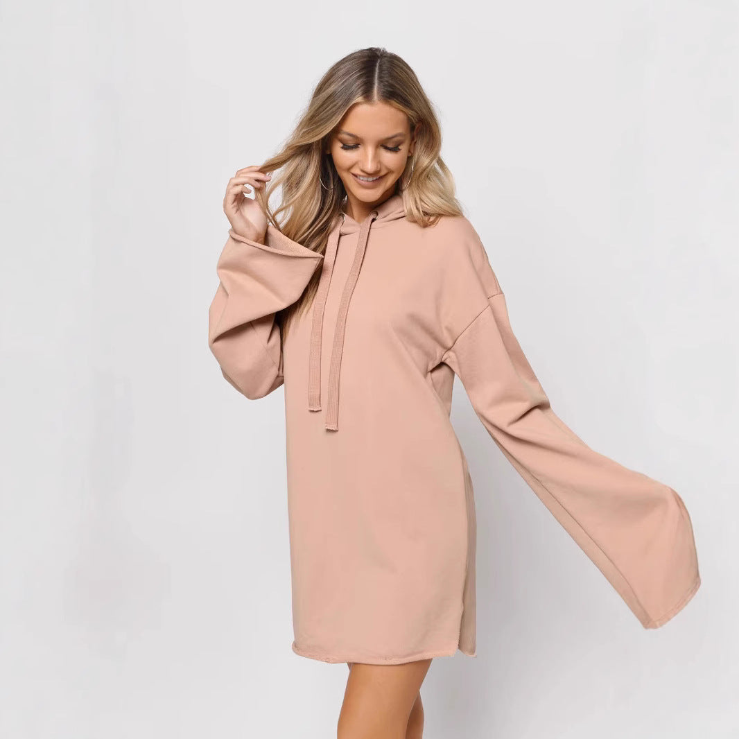 Pure Color Split Dress Baggy Fashion Top