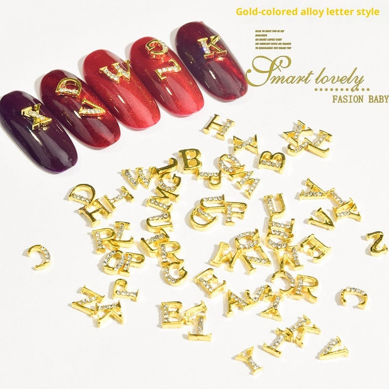 26 Letter Alloy Nail Ornament Nail Crystal