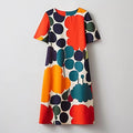 Fashion Multicolor Oil Painting Patchwork Round Neck Dress