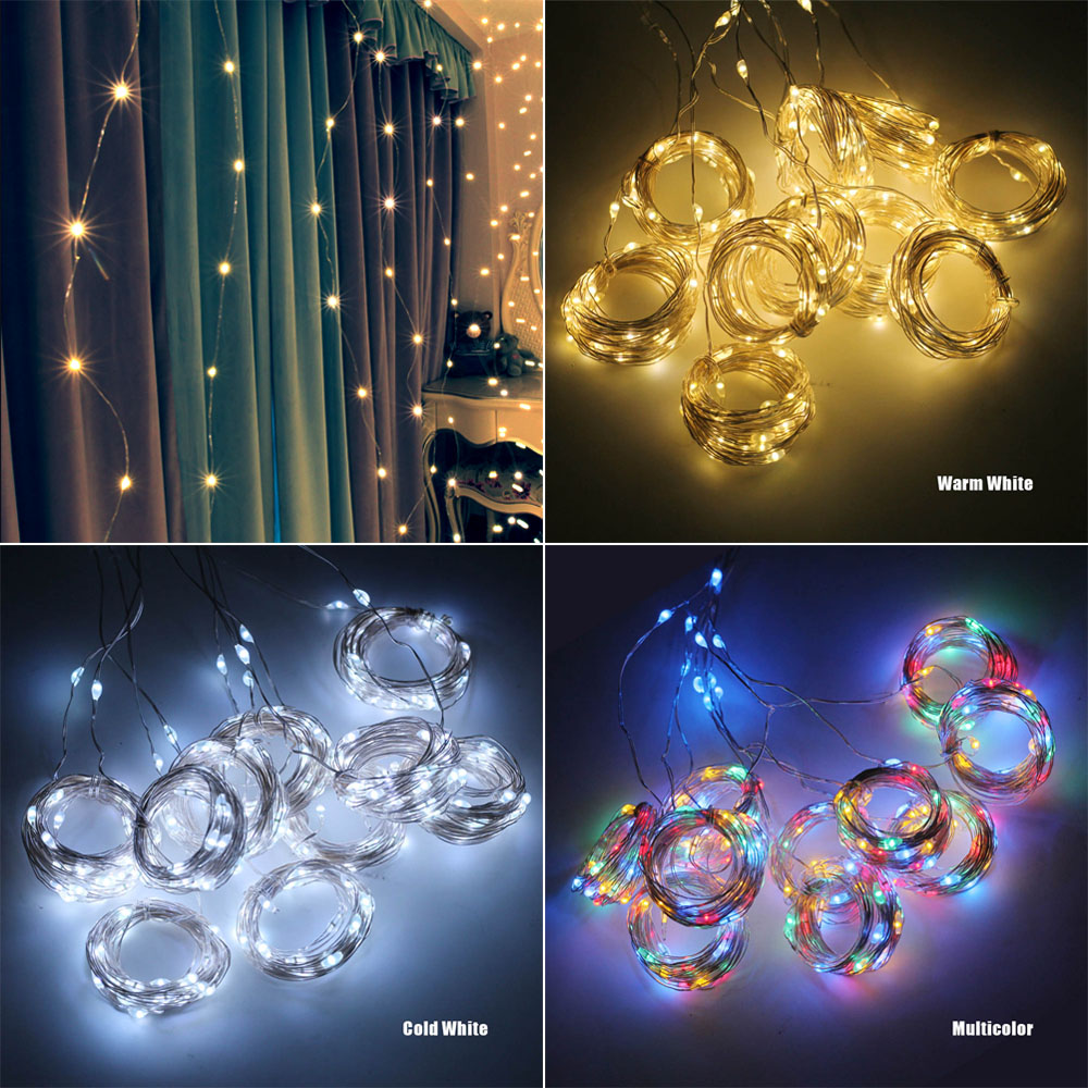 LED Curtain Garland On The Window USB String Lights Remote Control Christmas Decorations For Home Room