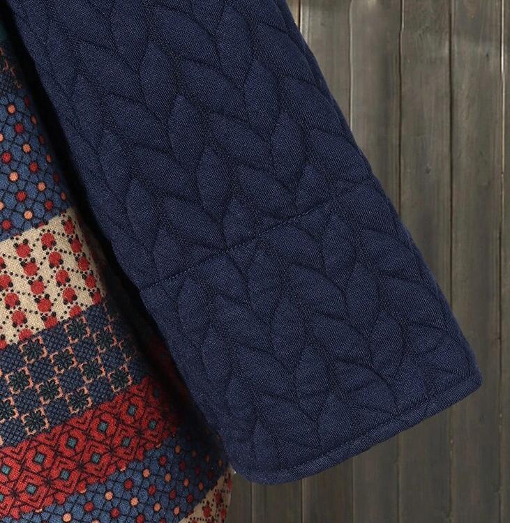 Short Coat Ethnic Style Printed Long-sleeved Mid-length Women's Coat