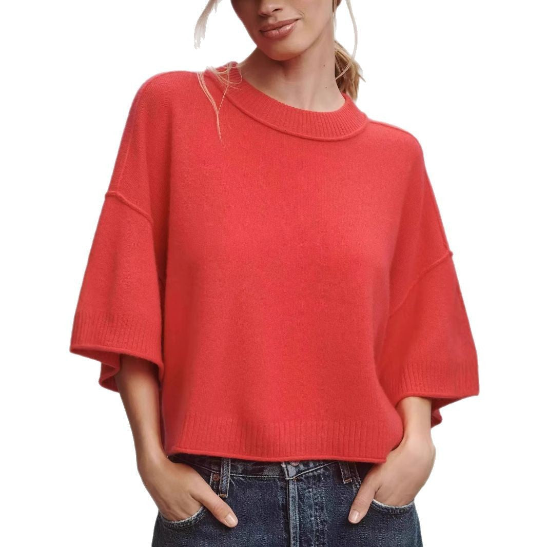 Hot Girl Style Solid Color Short T-shirt