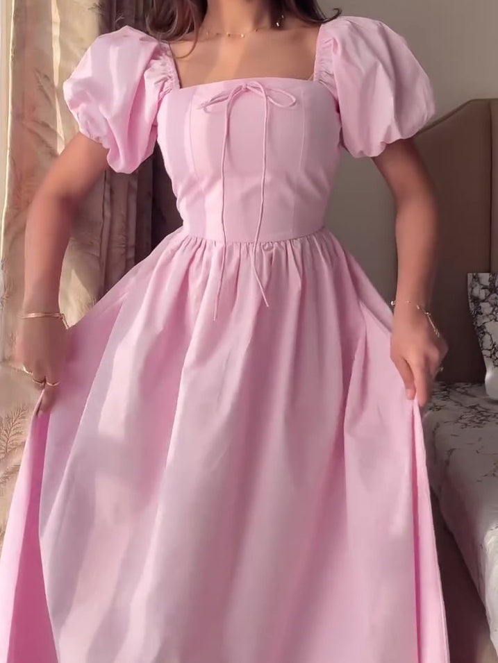 Puff Sleeve Tie Dress