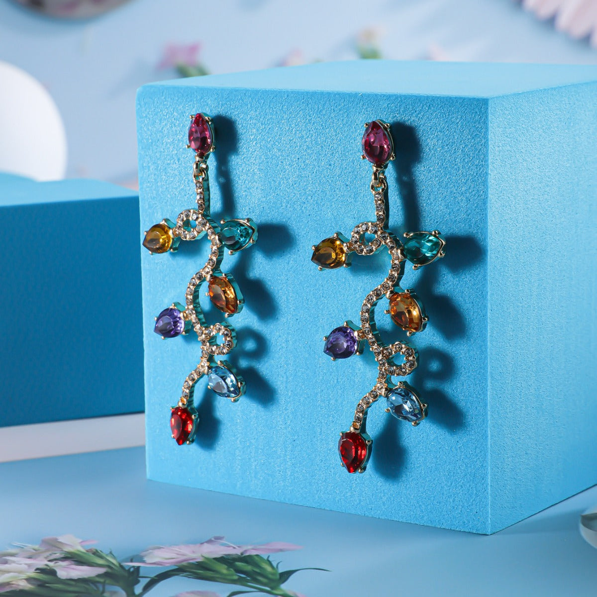 Retro Fashion Small Lantern Zircon Stud Earrings Christmas