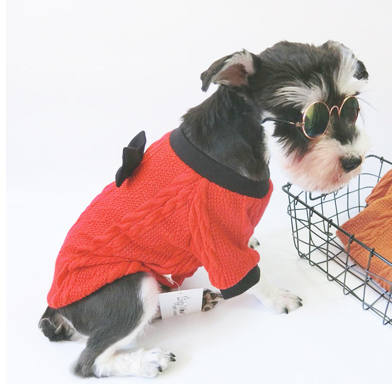 Small and Medium-Sized Dogs In Bow Knitted Sweater