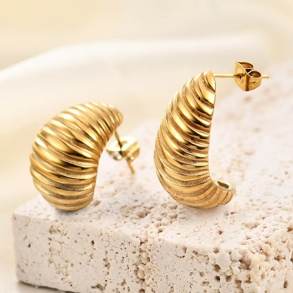 Unique Horn-and-crescent-shaped Stud Earrings