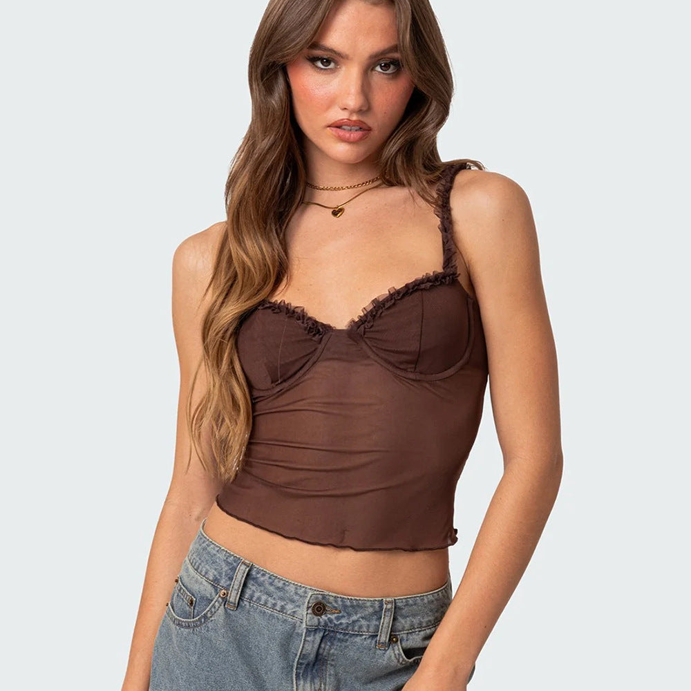 Women's Leopard-print Strappy Mesh Lace Underwire Shaper
