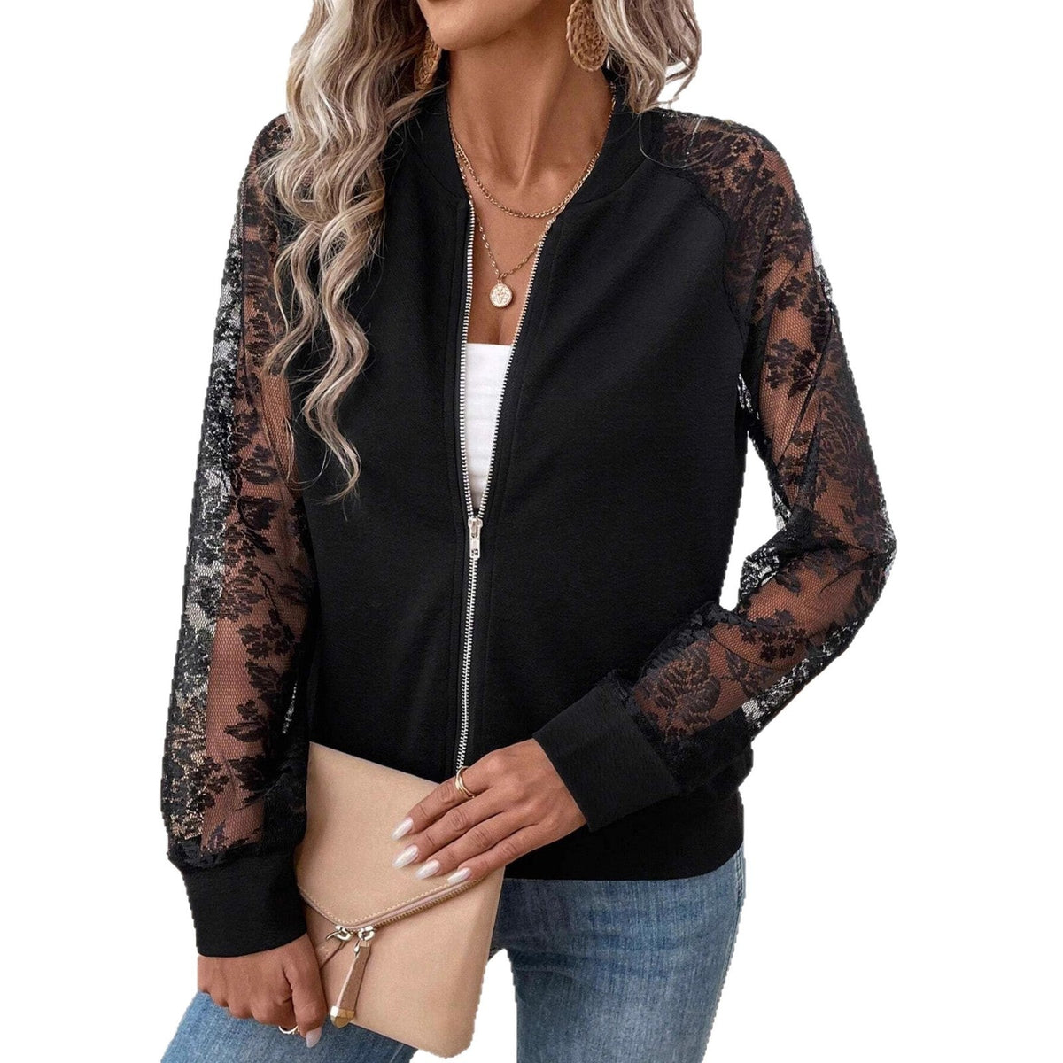 Long Sleeve Baseball Collar Jacket Top