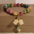 Small Niche Bell Orchid Pendant Crystal Bracelet