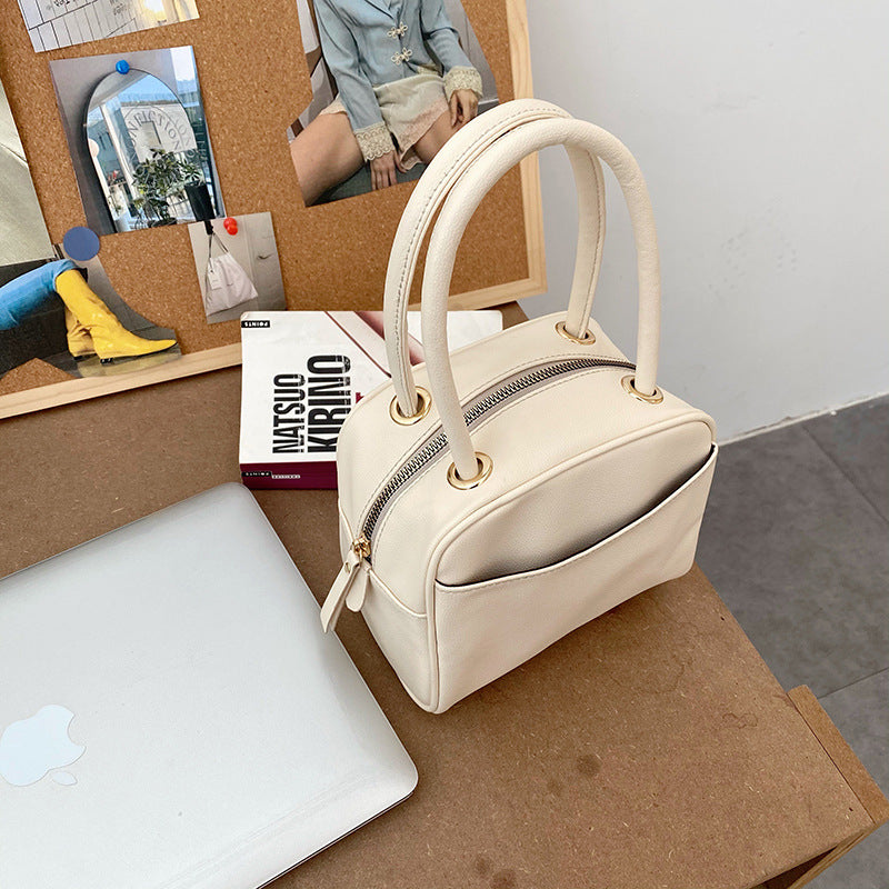 Fashionable And Simple Litchi Pattern Box-shaped Handbag