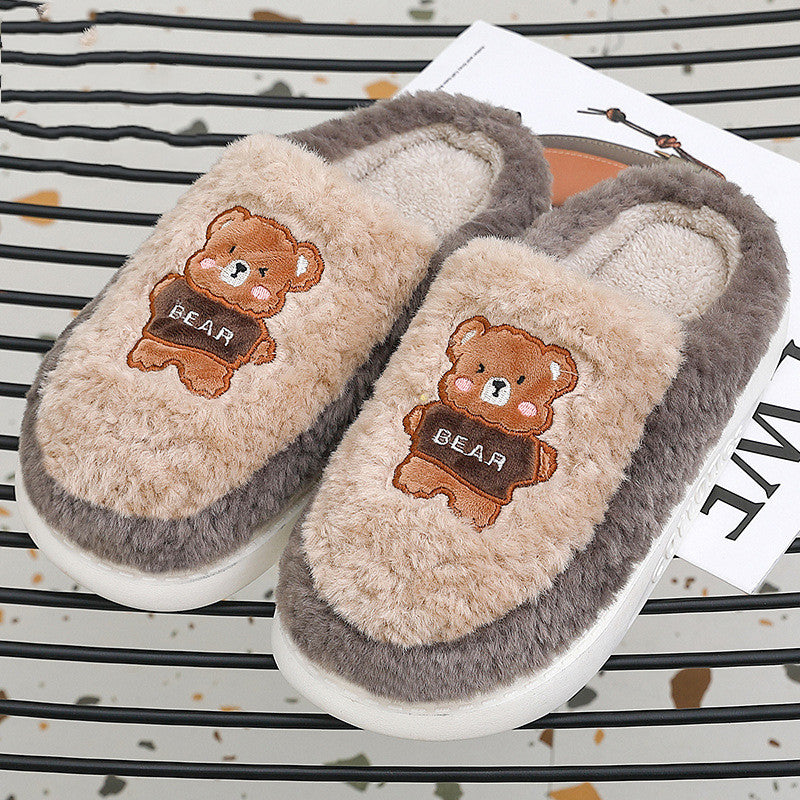 Bears Fur Slippers For Women To Keep Warm In Winter