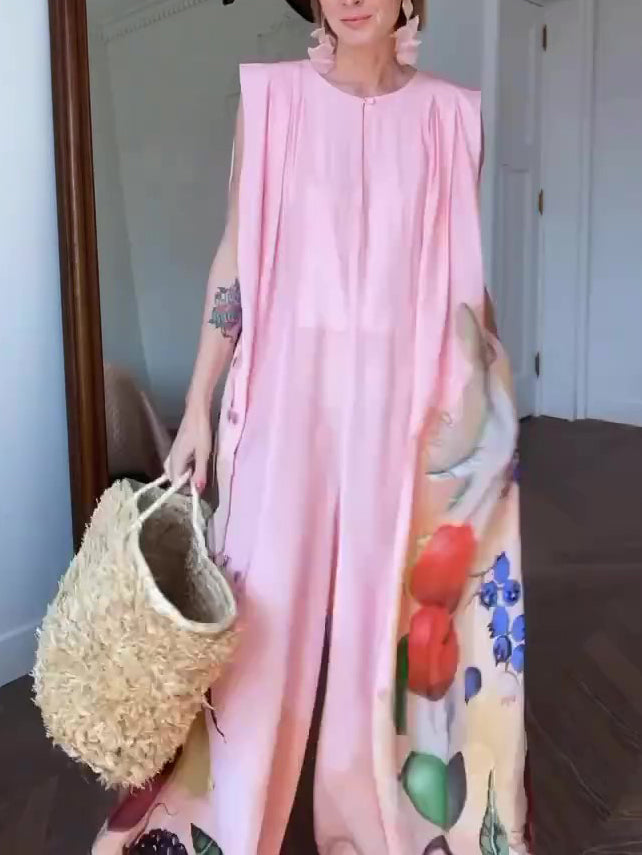 Sleeveless Printed Wide-leg Jumpsuit