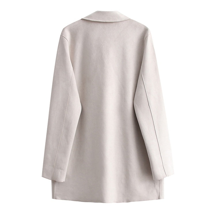 Women's Fashionable Suede Mid-length Trench Coat
