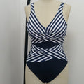 Women's Sleeveless Summer Casual Striped One-piece Tight Swimsuit