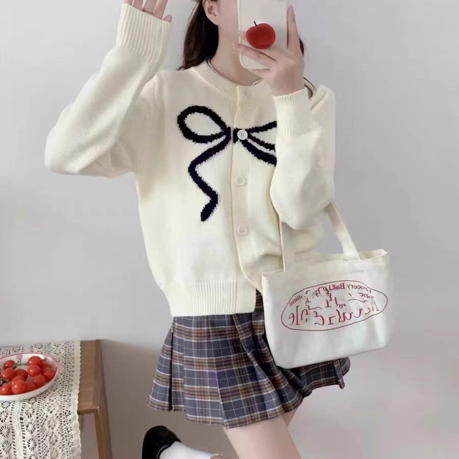 Cute Youth Bow Pin All-match Loose Slimming Sweater