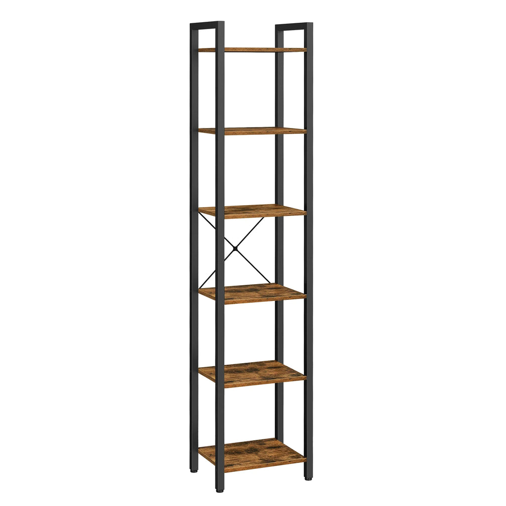 6-Tier Bookshelf - Slim Ladder Shelf Bookcase Shelving Unit for Living Room