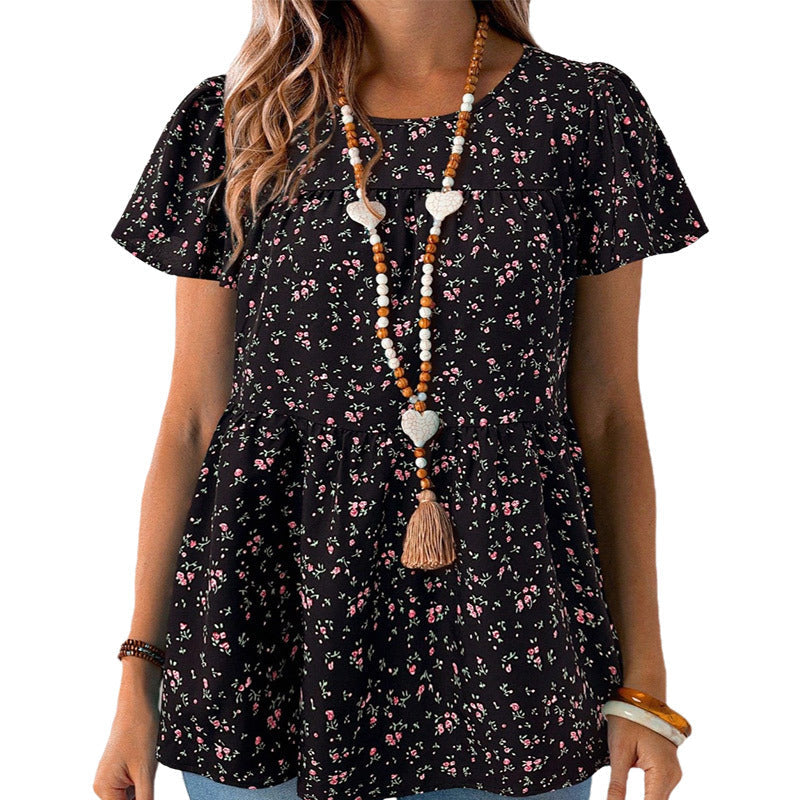 Women's Floral Sweet Short-sleeved Top