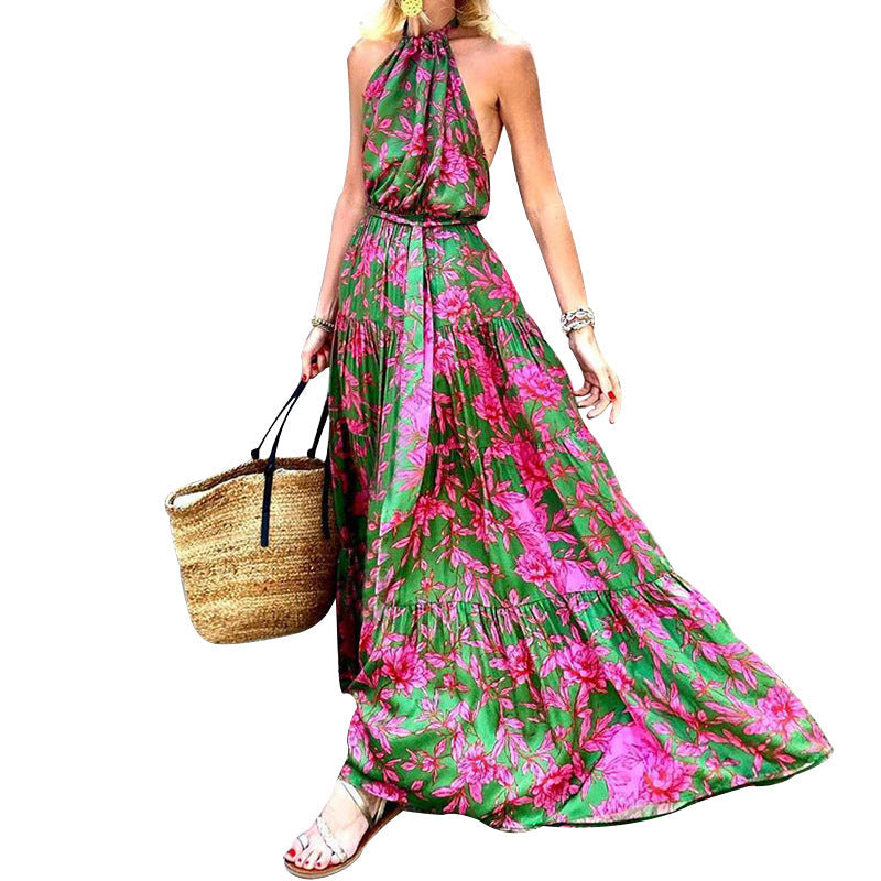 Backless printed dress