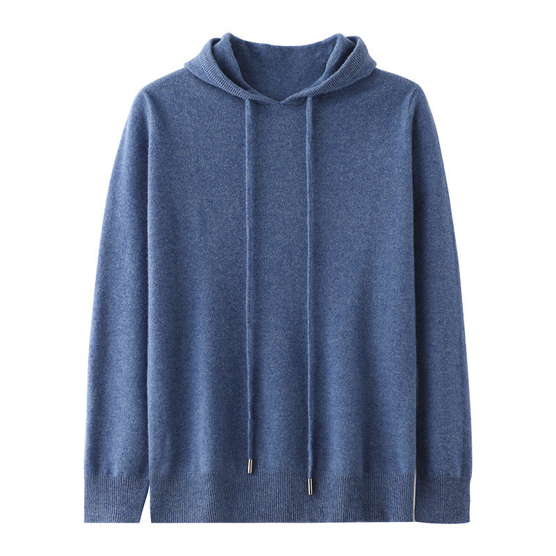 Men's Hooded Solid Color Skin-friendly Knitted Warm Hoodie Bottoming Shirt