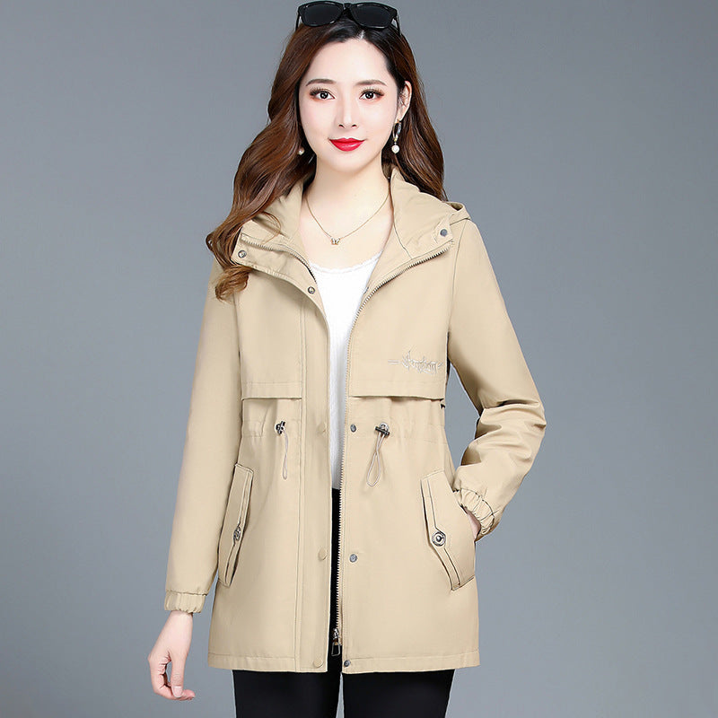 Women's Mid-length Hooded Trench Coat