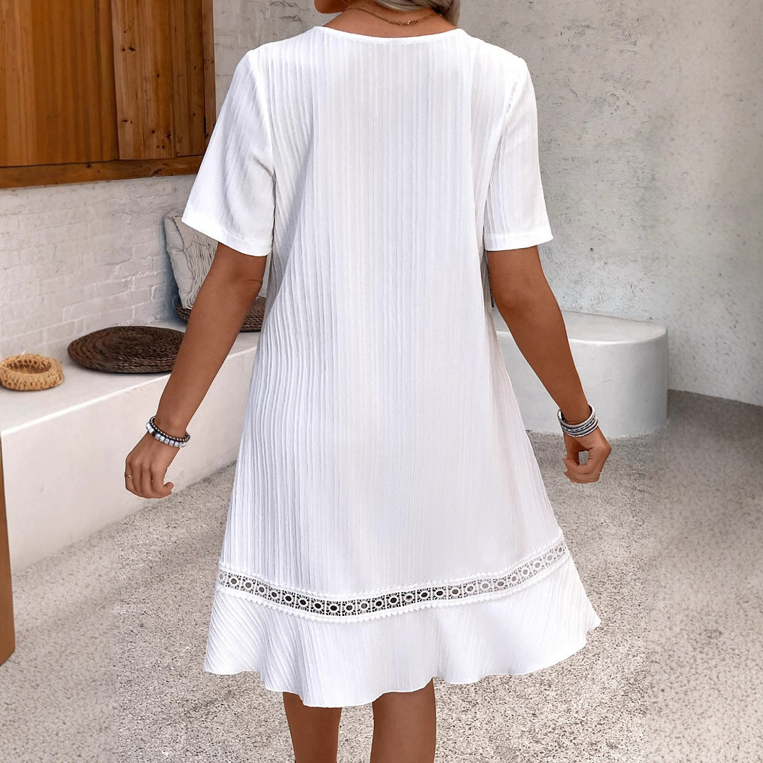 Women's Lace V-neck Patchwork Dress