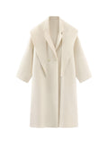 Double Breasted White Wool Coat For Women Autumn And Winter Double-sided Medium To Long Style