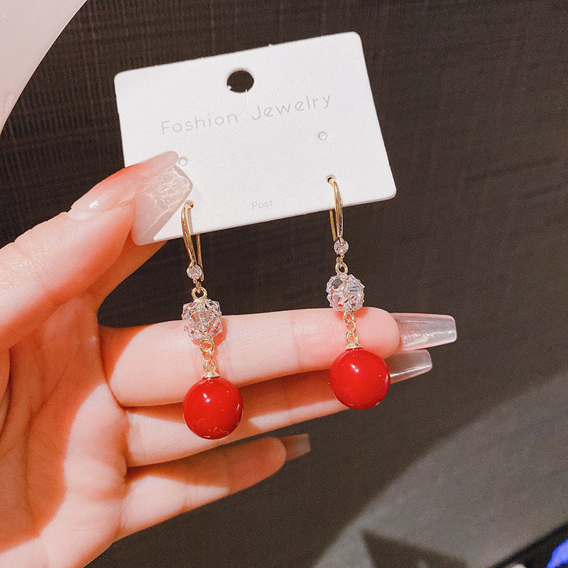 Red Bean Pearl Earrings - Elegant Personalized Jewelry