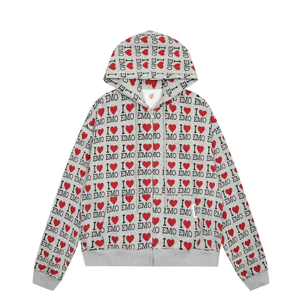 Autumn Retro Pattern Hooded Sweater Cardigan