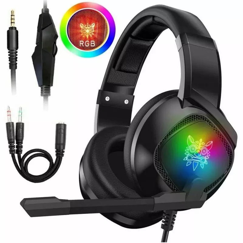 RGB Gaming Headset with Noise Cancelling Mic - Xbox One, PS4, PC Compatible Headphones