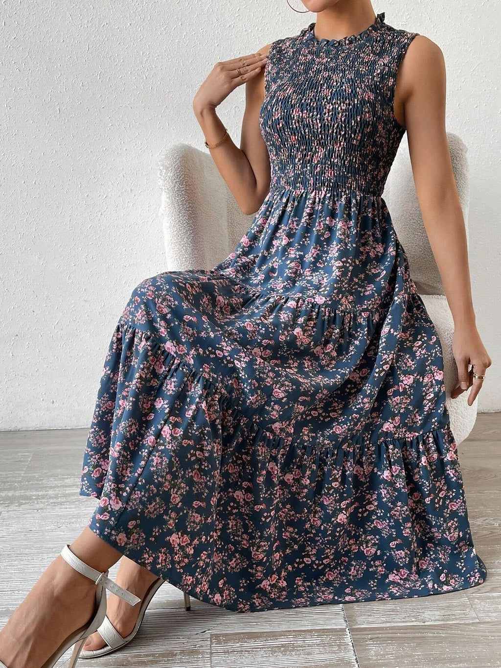 Printed Patchwork Sleeveless A-line Dress For Women