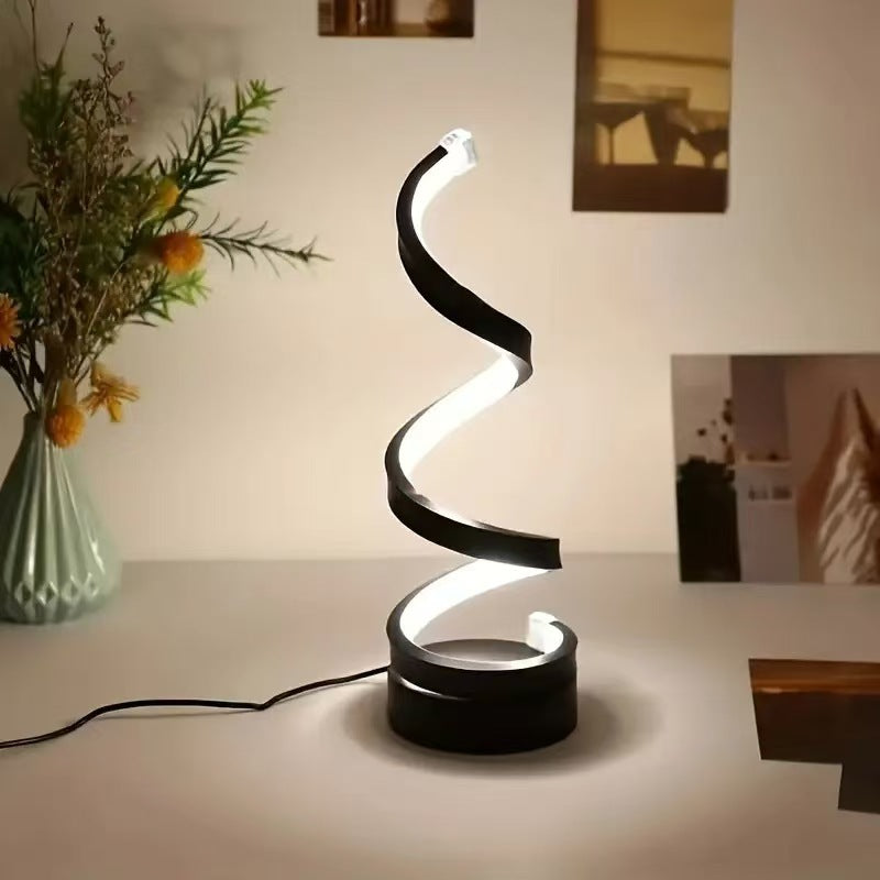 Modern USB Spiral LED Desk Lamp - Adjustable Flexible Lighting for Home Office & Study