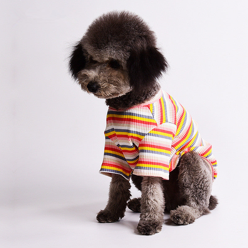 Summer Thin Cotton Breathable Striped T-shirt For Dogs And Cats