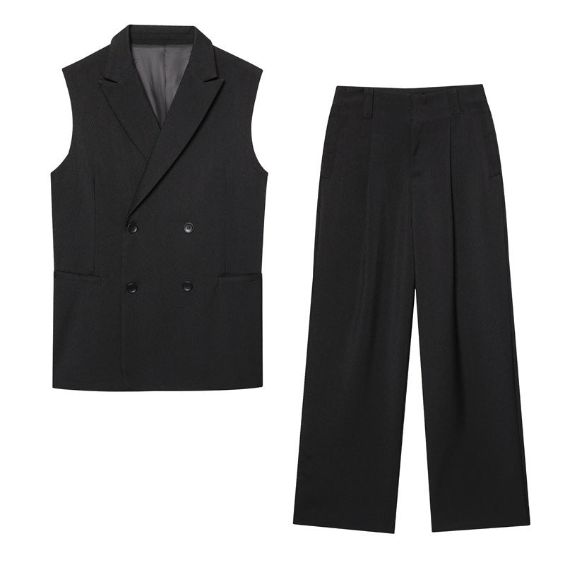 Loose Vest Casual Pleated Pants